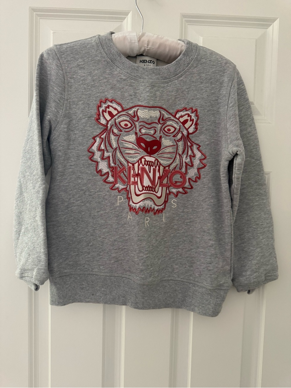 Kenzo Kids Grey Sweatshirt with Red Tiger Motif